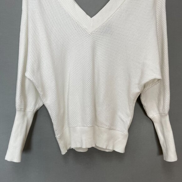 Express Batwing Sweater White Open Knit Women Size Small V-Neck Dolman Slouchy - Picture 5 of 11